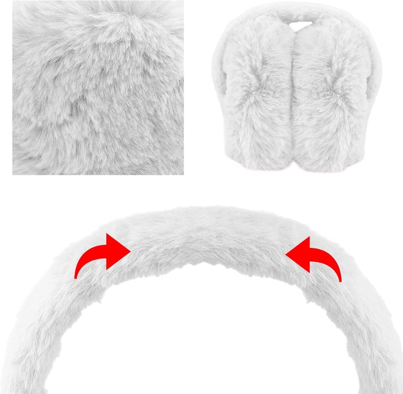 Duxesuk 1 Pcs Headband Winter, Ear Muffs for Women & Men, Foldable Fluffy Earmuffs with Headband, Headband Winter - Image 3